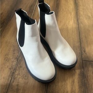 Soda white slip on boots